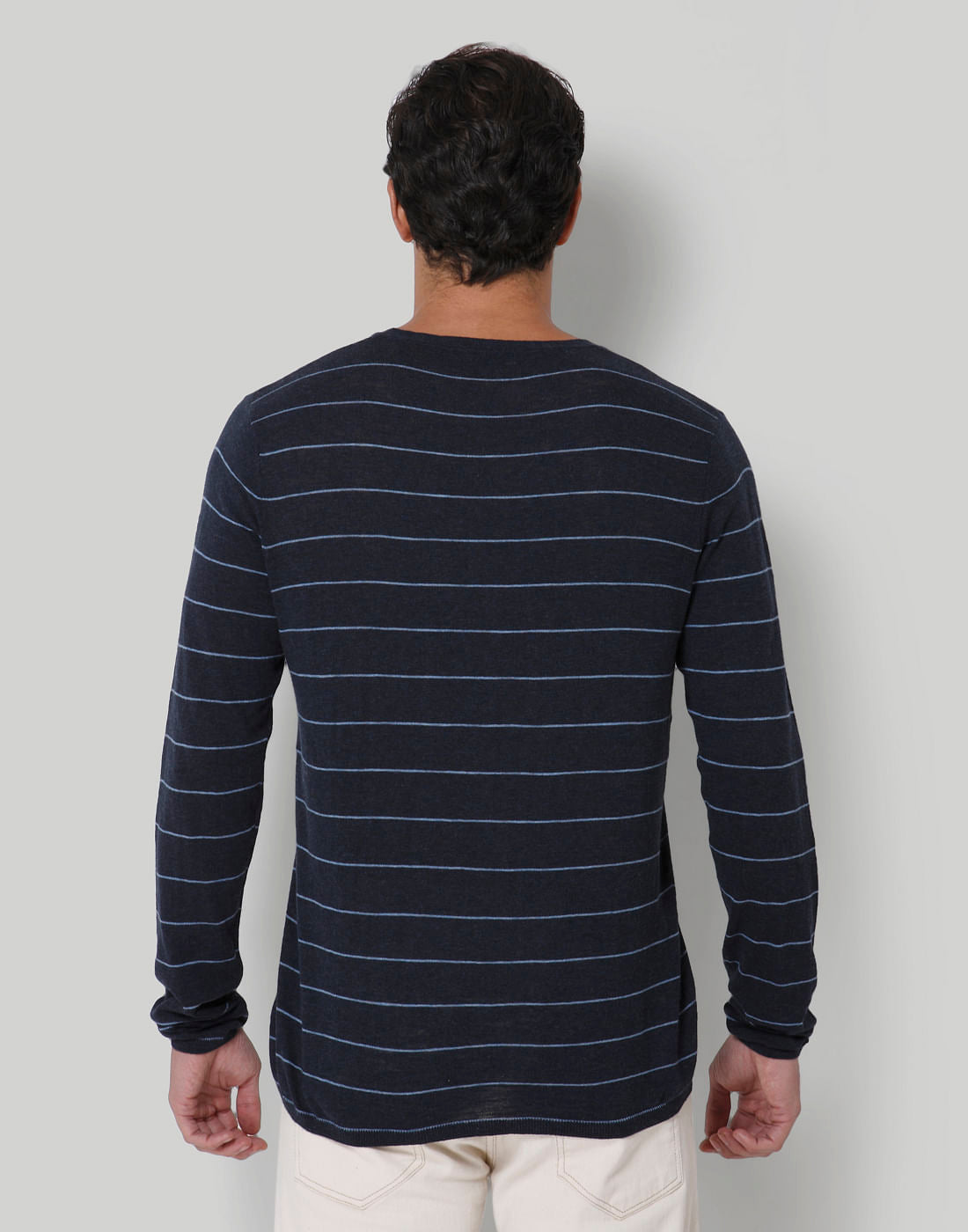 Blue Striped Crew Neck T-Shirt