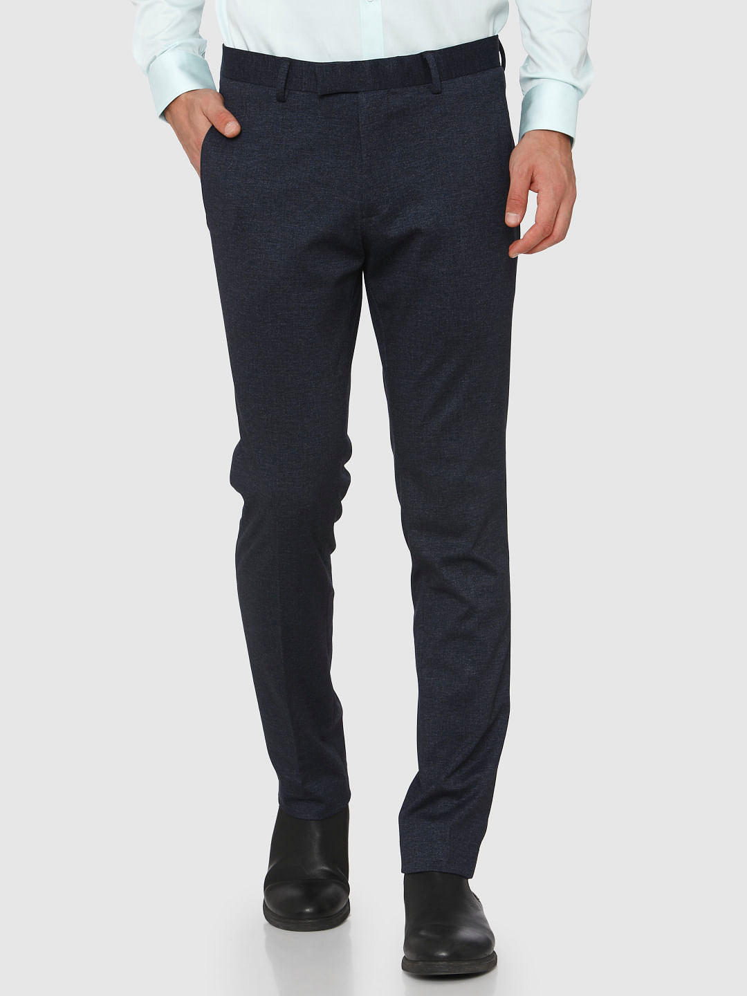 Navy Blue Formal Slim Fit Trousers
