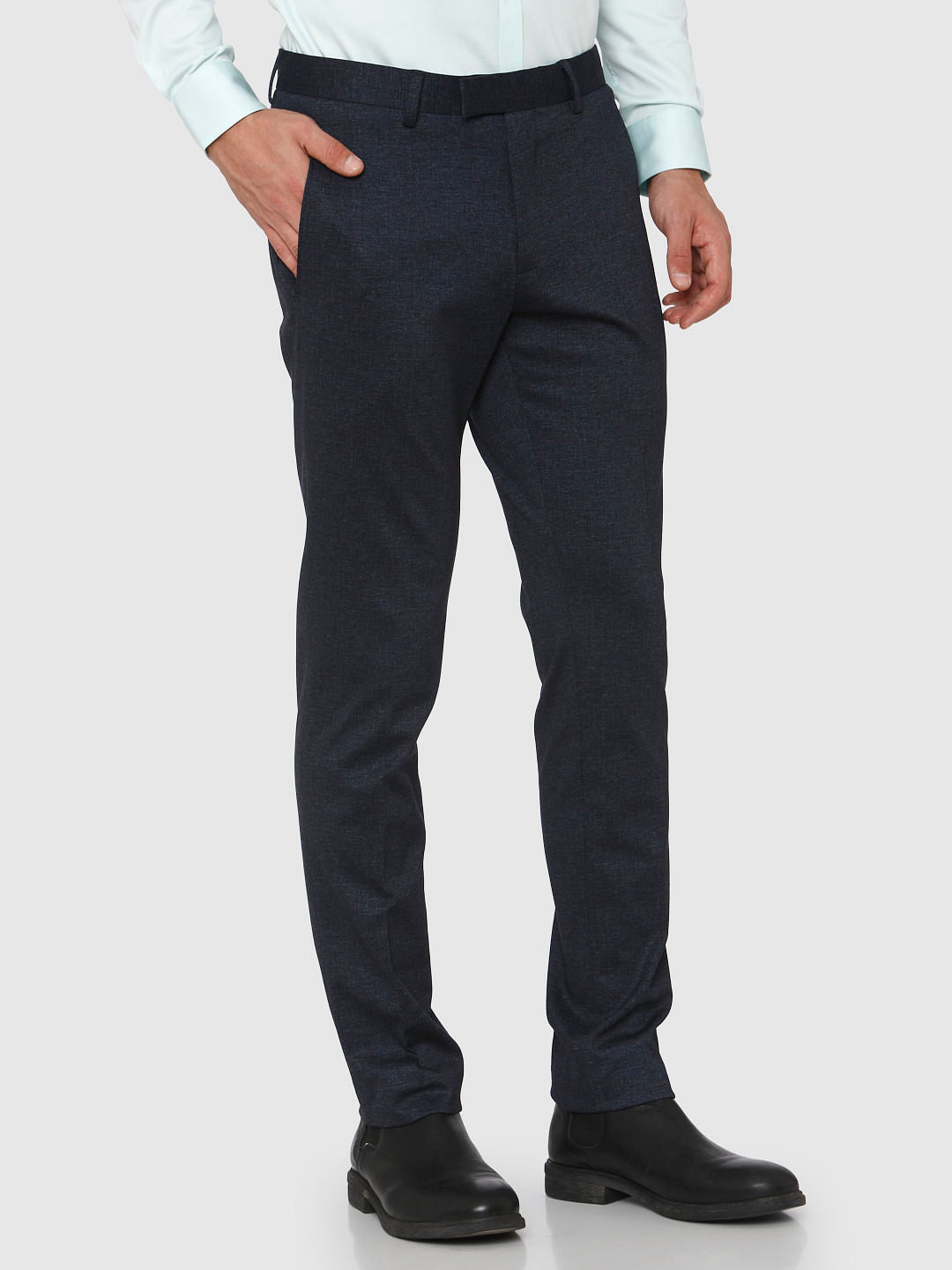 Navy Blue Formal Slim Fit Trousers