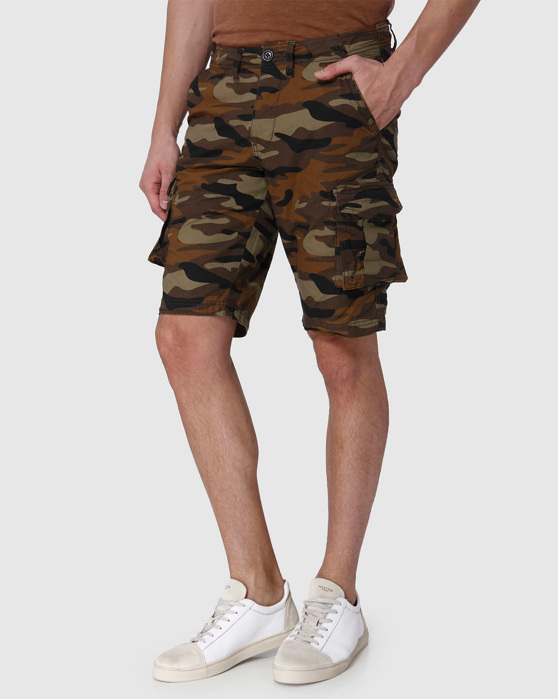 Brown Camo Cargo Shorts