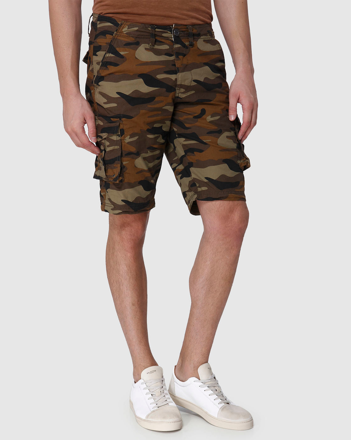 Brown Camo Cargo Shorts