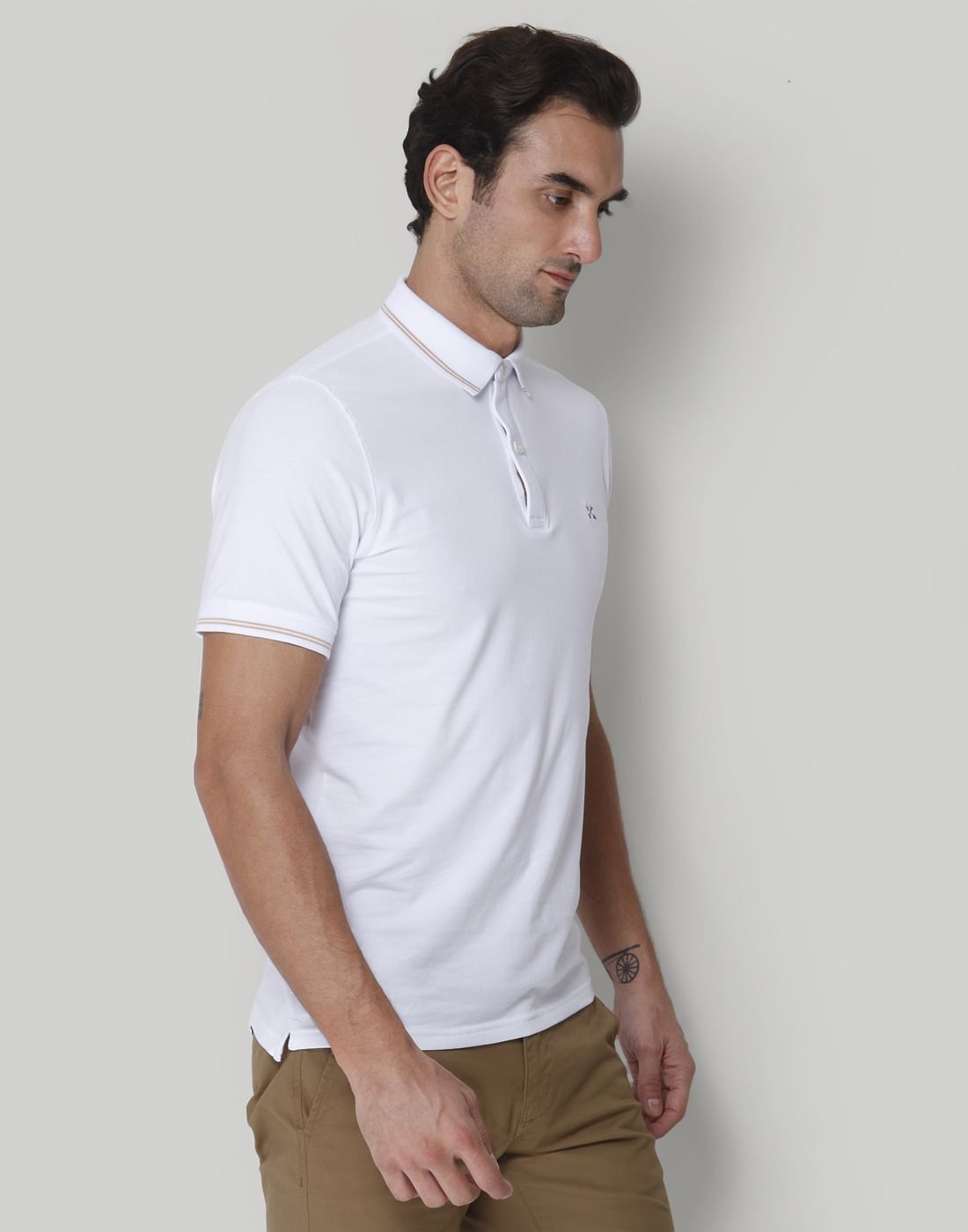 White Polo Neck T-Shirt