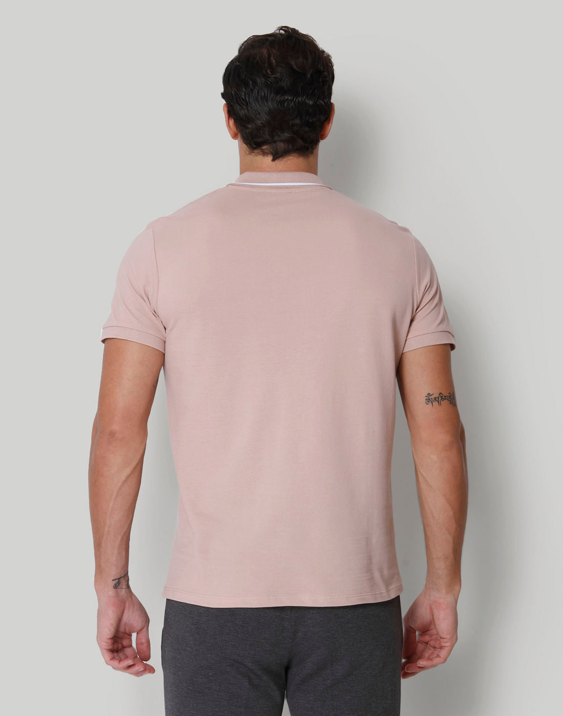 Pink Striped Polo Neck T-Shirt