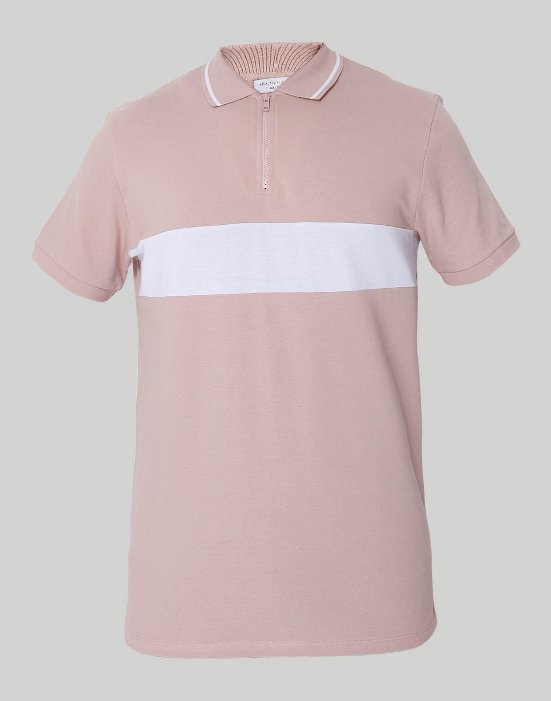 Pink Striped Polo Neck T-Shirt