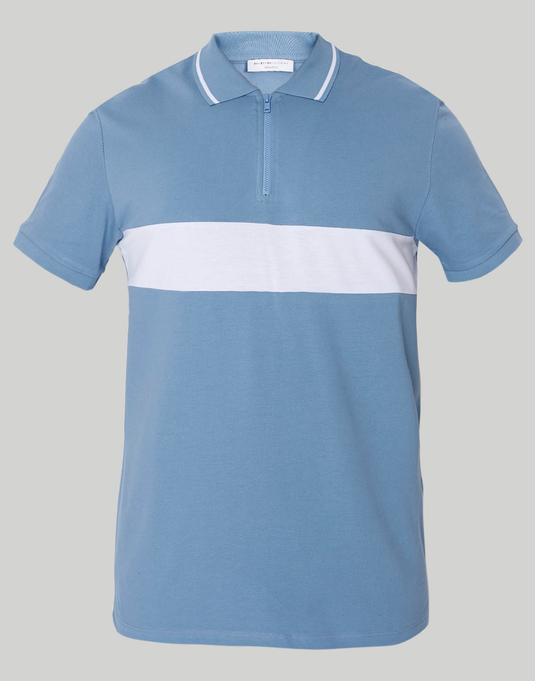 Blue Striped Polo Neck T-Shirt