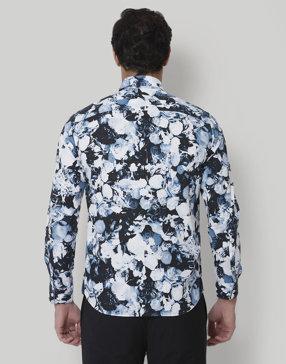 Black Floral Print Full Sleeves Shirt