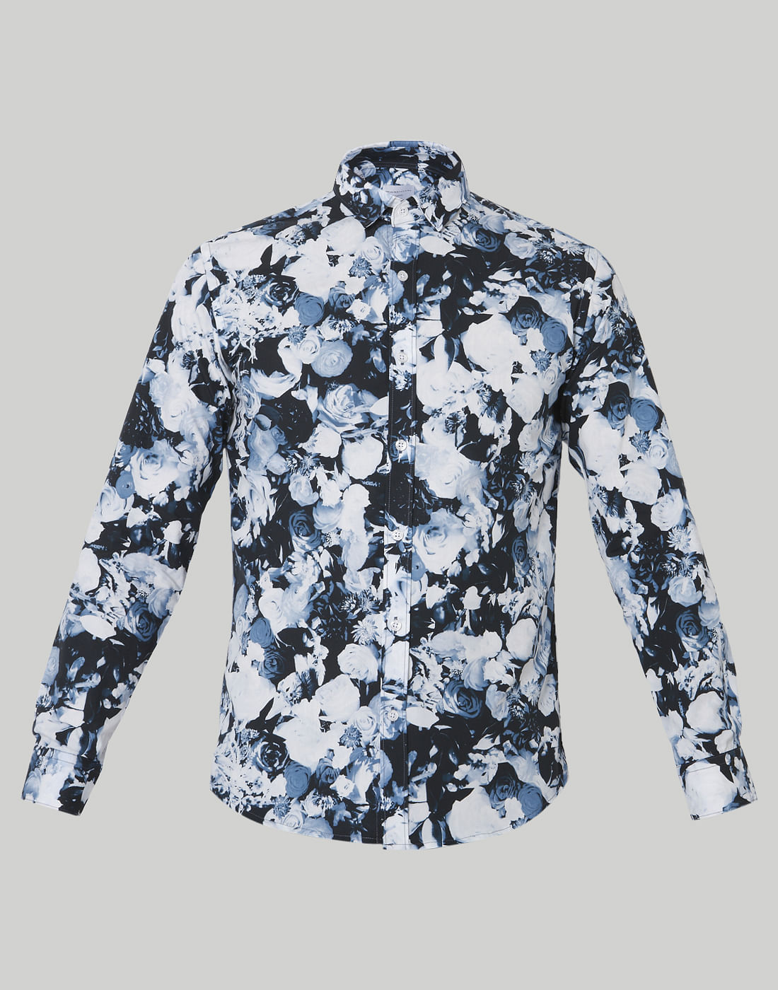 Black Floral Print Full Sleeves Shirt