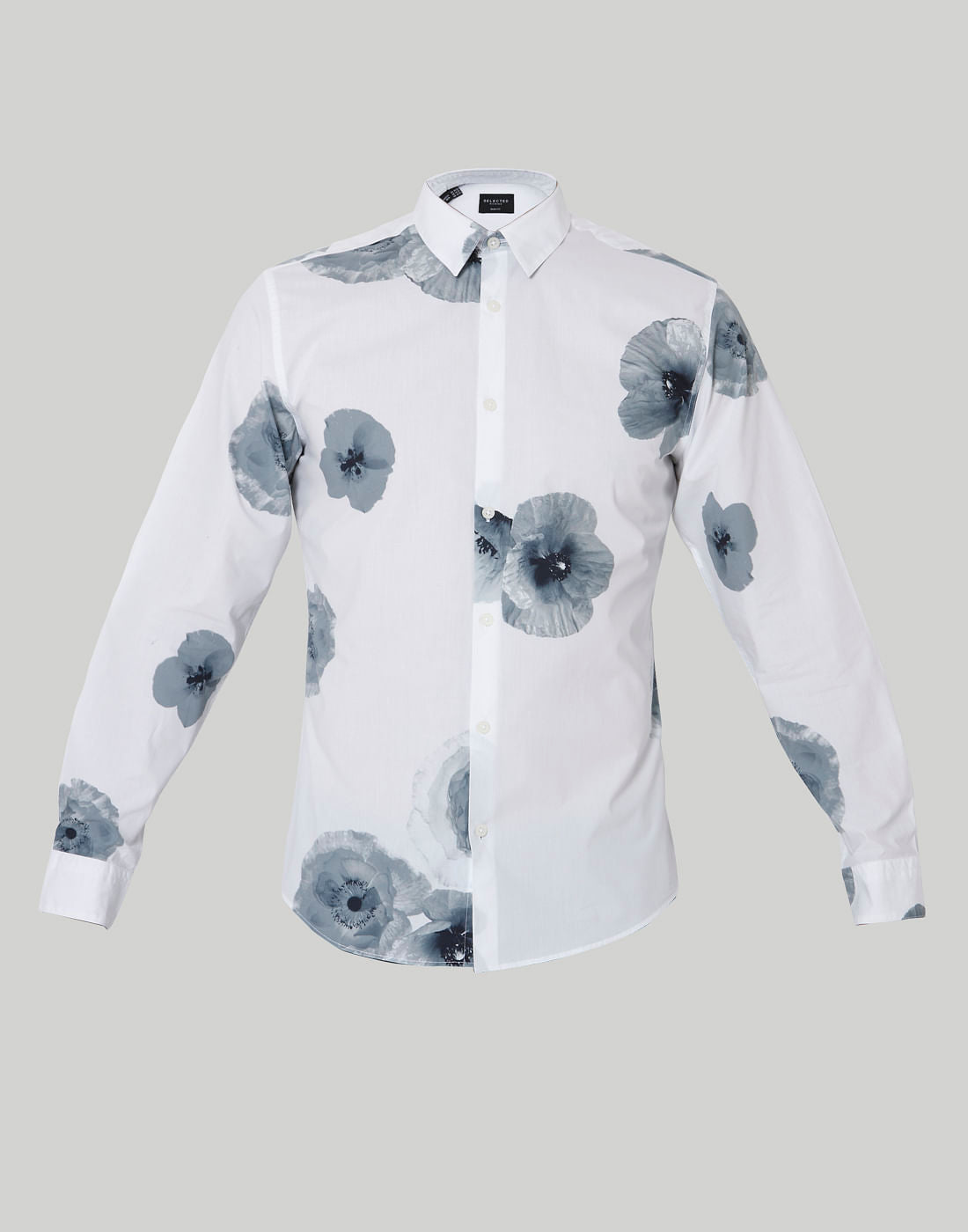 White Floral Print Full Sleeves Shirt