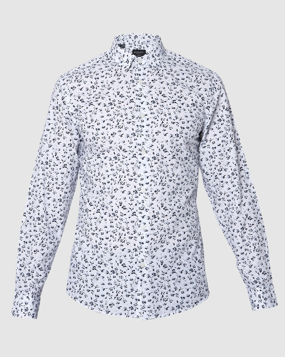 White Printed Full Sleeves Shirt