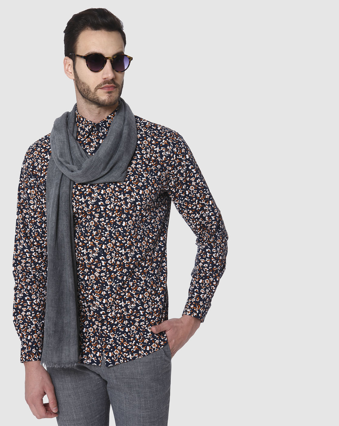 Blue Printed Full Sleeves Shirt