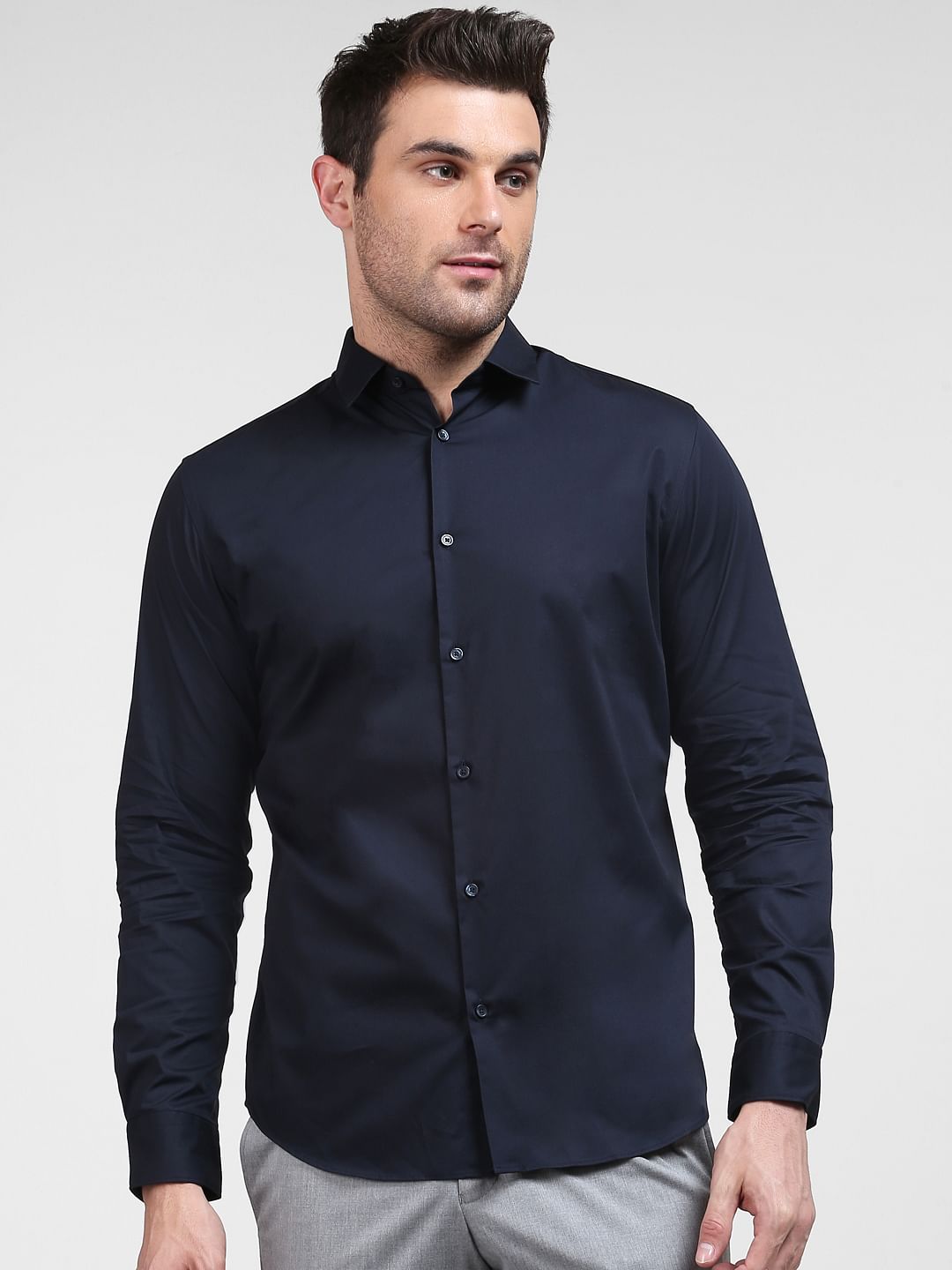 Navy Blue Formal Full Sleeves Shirt