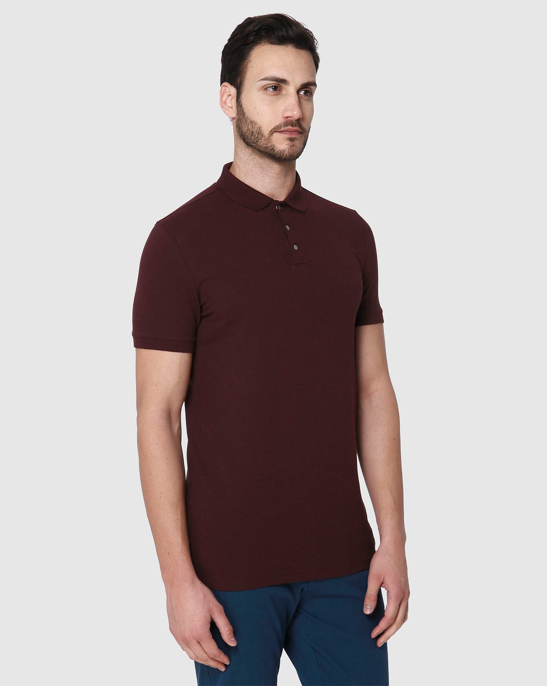 Burgundy Polo Neck T-Shirt