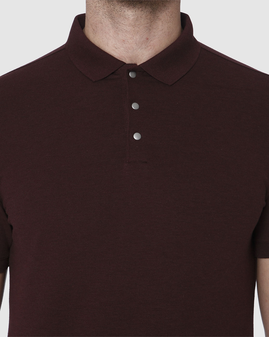 Burgundy Polo Neck T-Shirt
