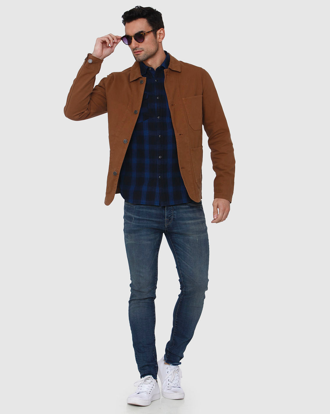 Brown Patch Pocket Casual Jacket