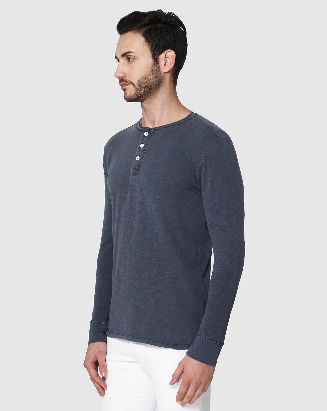 Blue Overdyed Henley T-Shirt