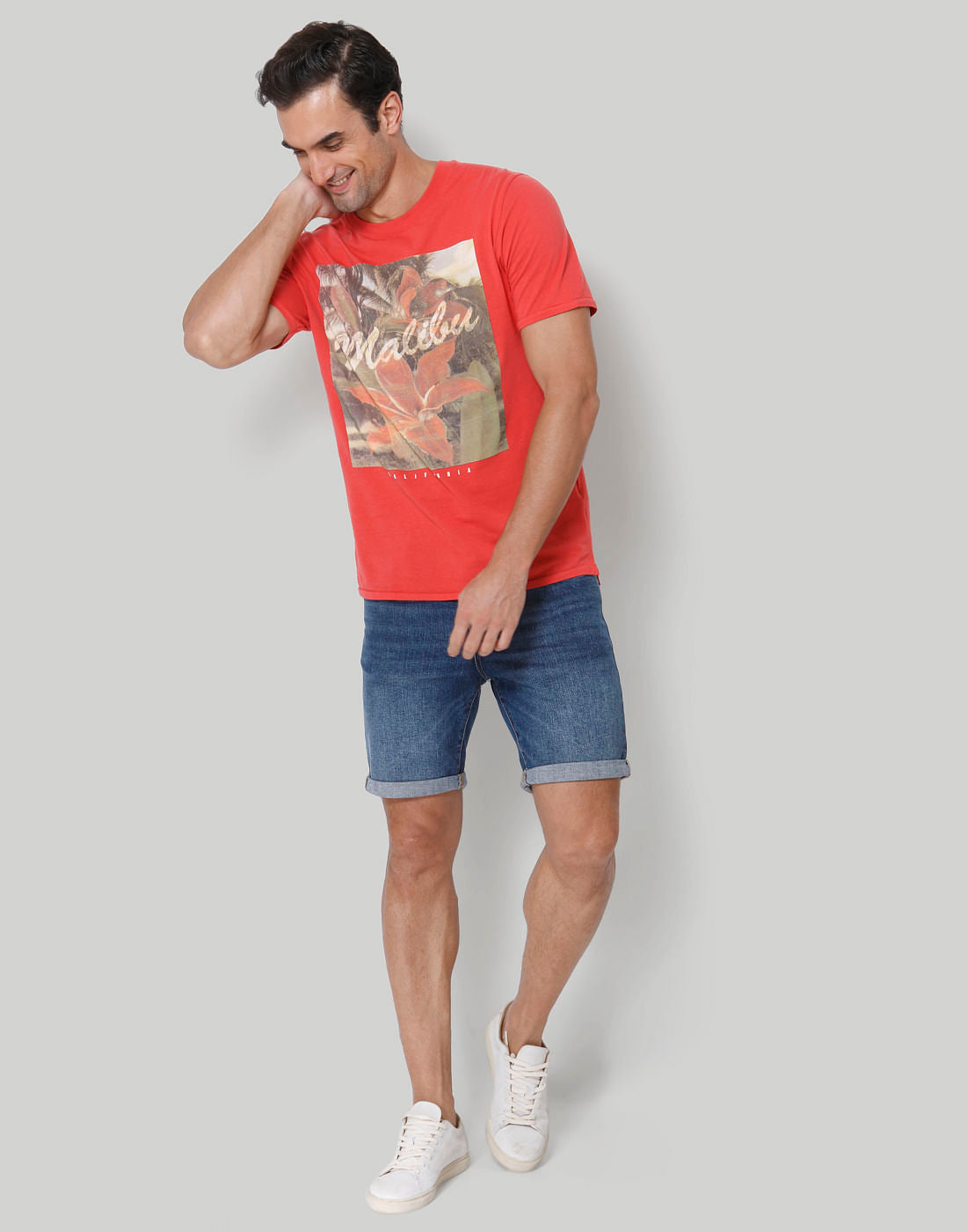 Red Printed Crew Neck T-Shirt