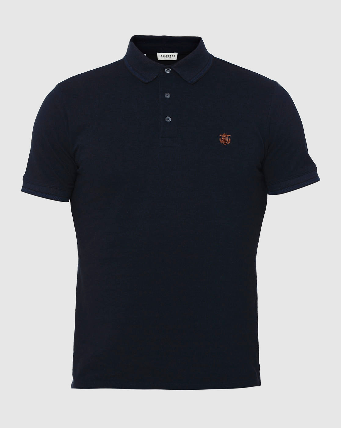 Dark Blue Slim Fit Polo Neck T-Shirt
