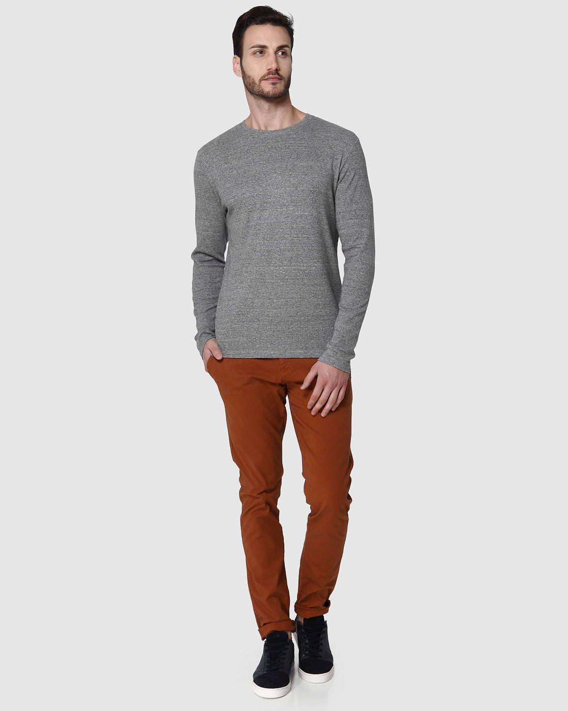 Grey Crew Neck Pullover