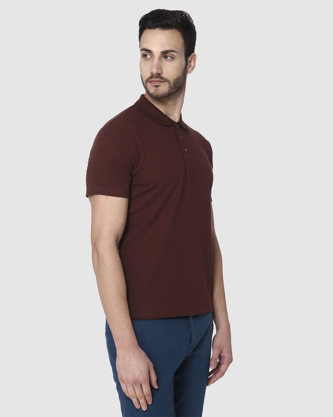 Burgundy Polo Neck T-Shirt