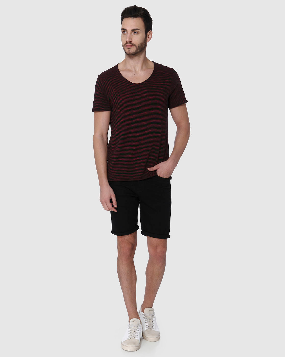 Red Striped Crew Neck T-Shirt