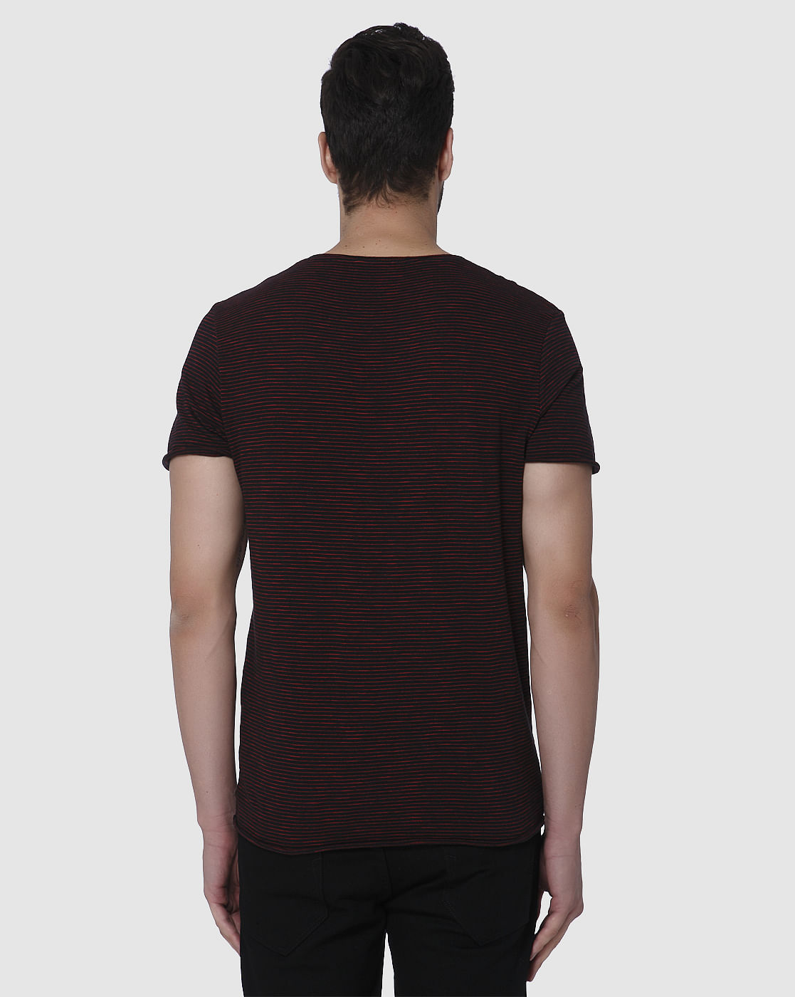 Red Striped Crew Neck T-Shirt