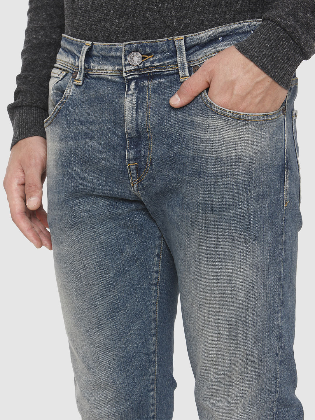 Light Blue Faded Leon Slim Fit Jeans