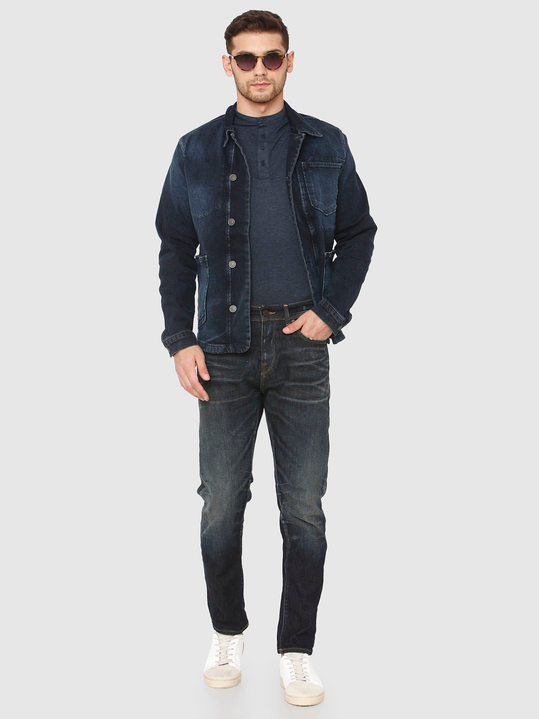 Blue Mid Rise Toby Tapered Fit Jeans