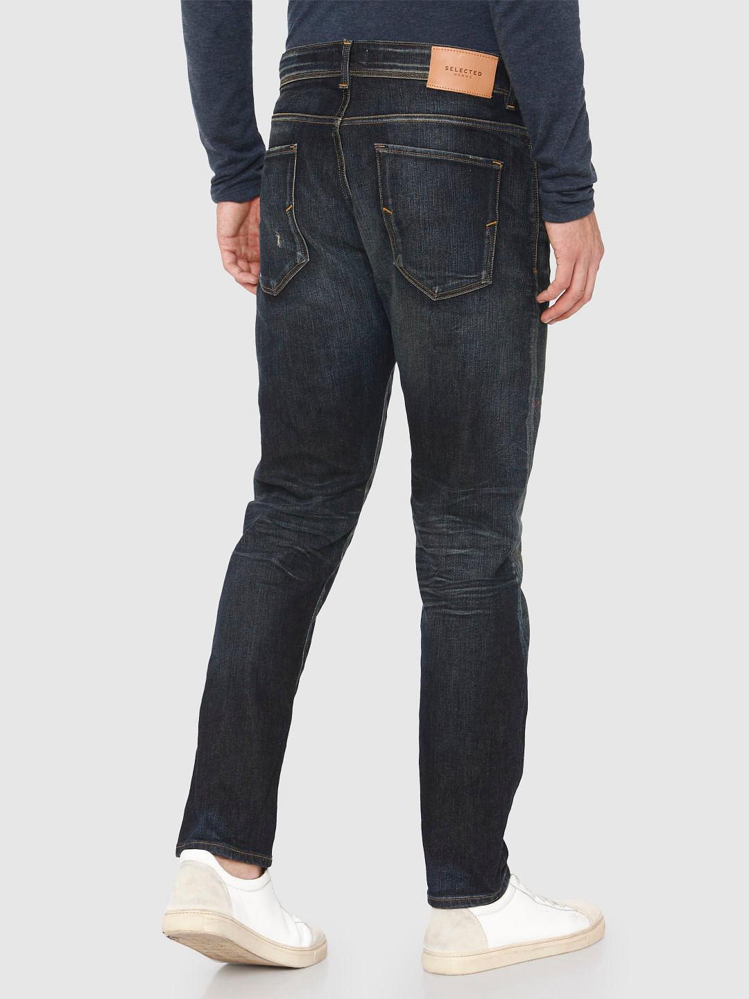 Blue Mid Rise Toby Tapered Fit Jeans