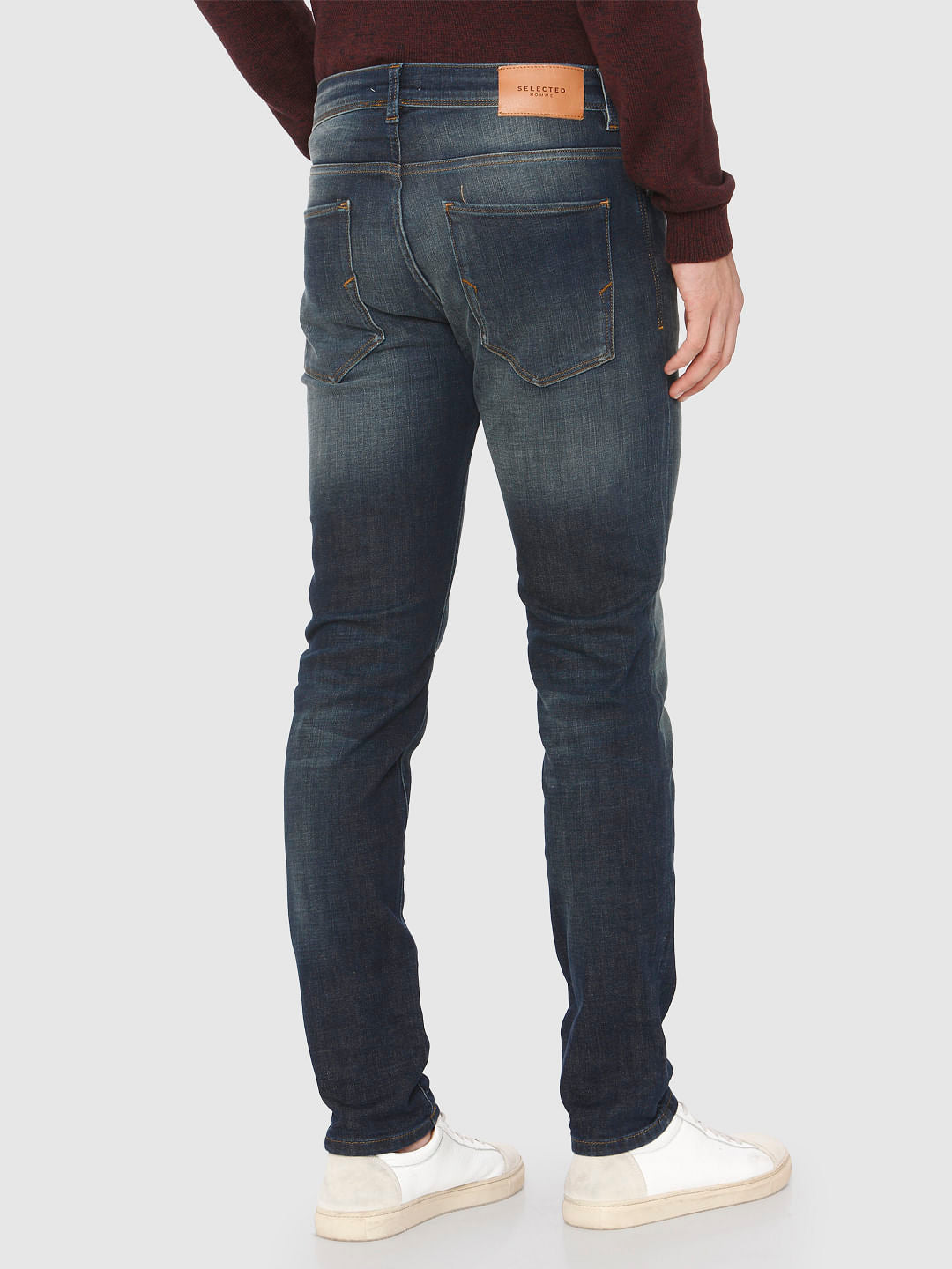 Dark Blue Faded Leon Slim Fit Jeans