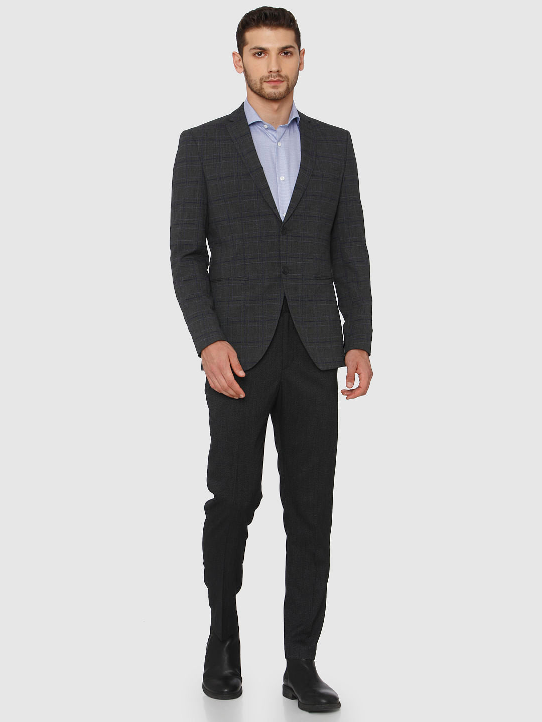 Grey Check Slim Fit Blazer