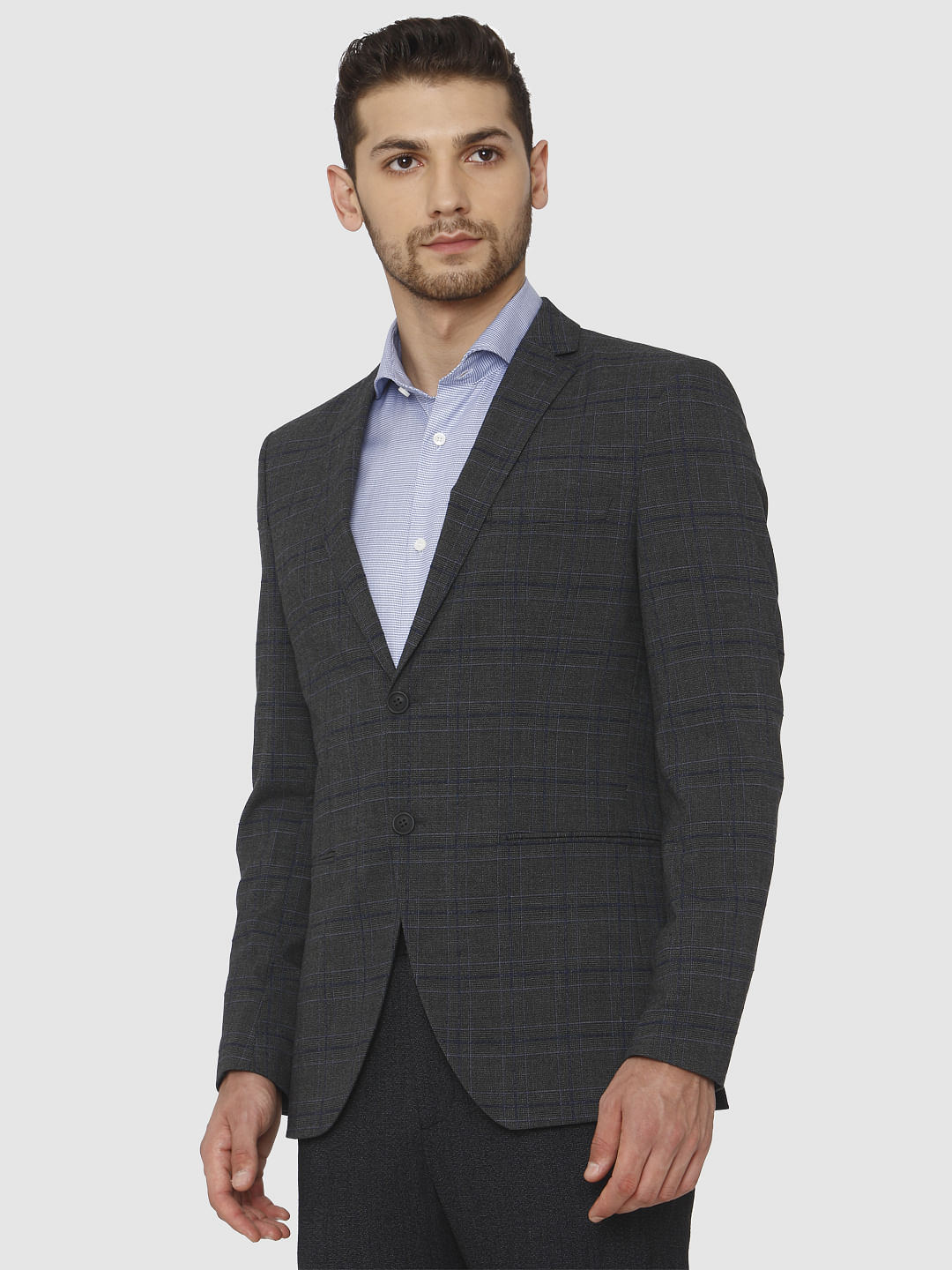 Grey Check Slim Fit Blazer