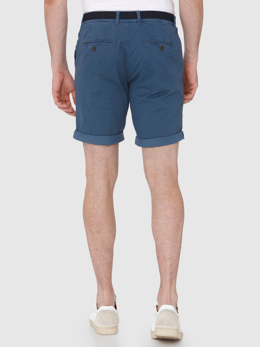 Blue Printed Chino Shorts