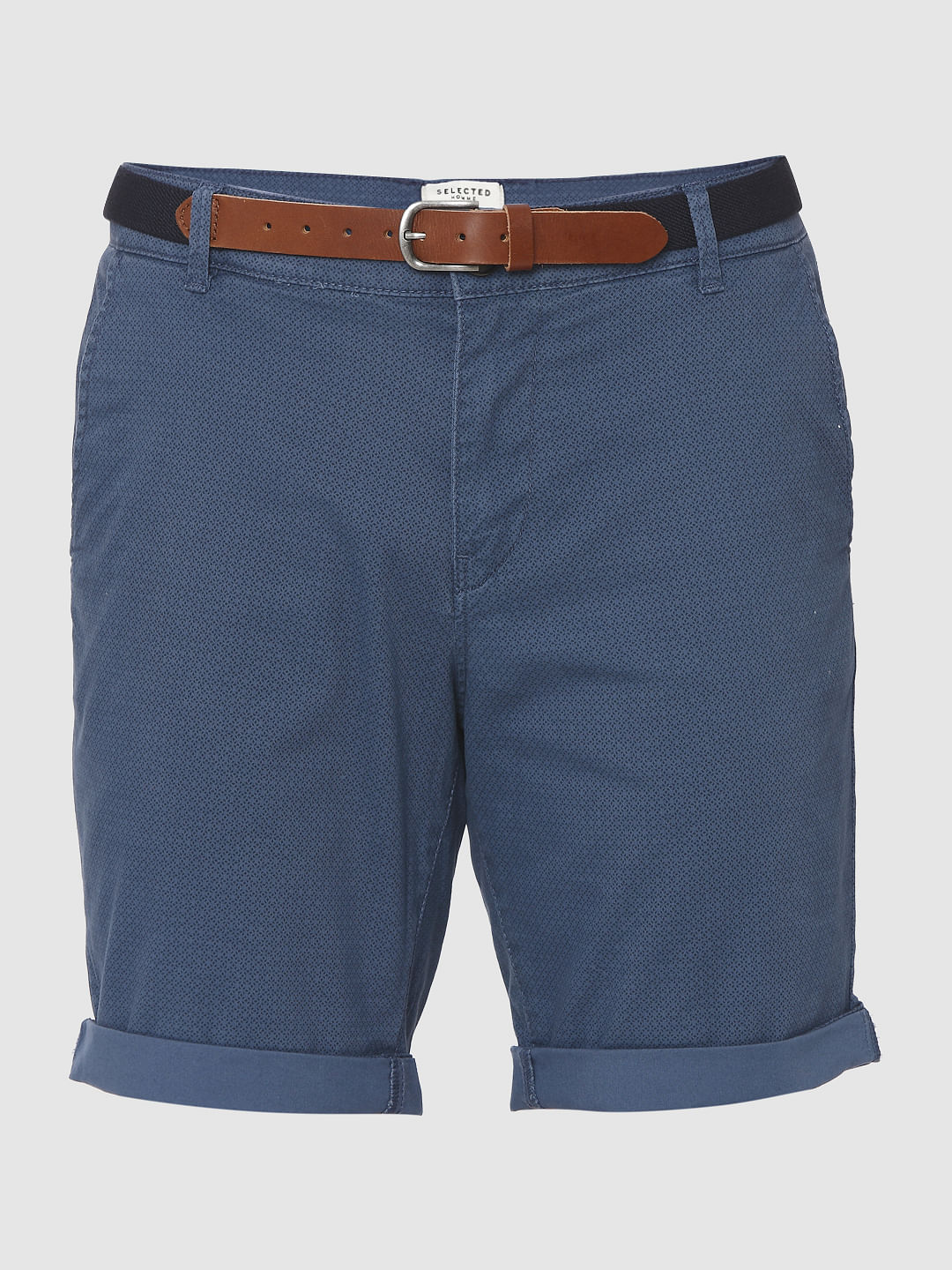 Blue Printed Chino Shorts