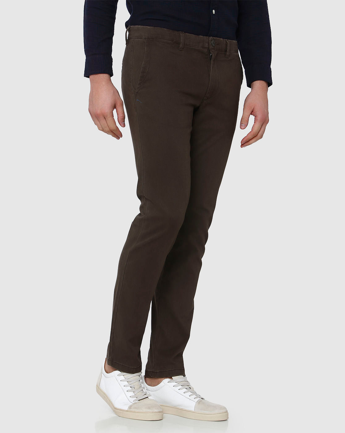 Brown Faded Slim Fit Pants