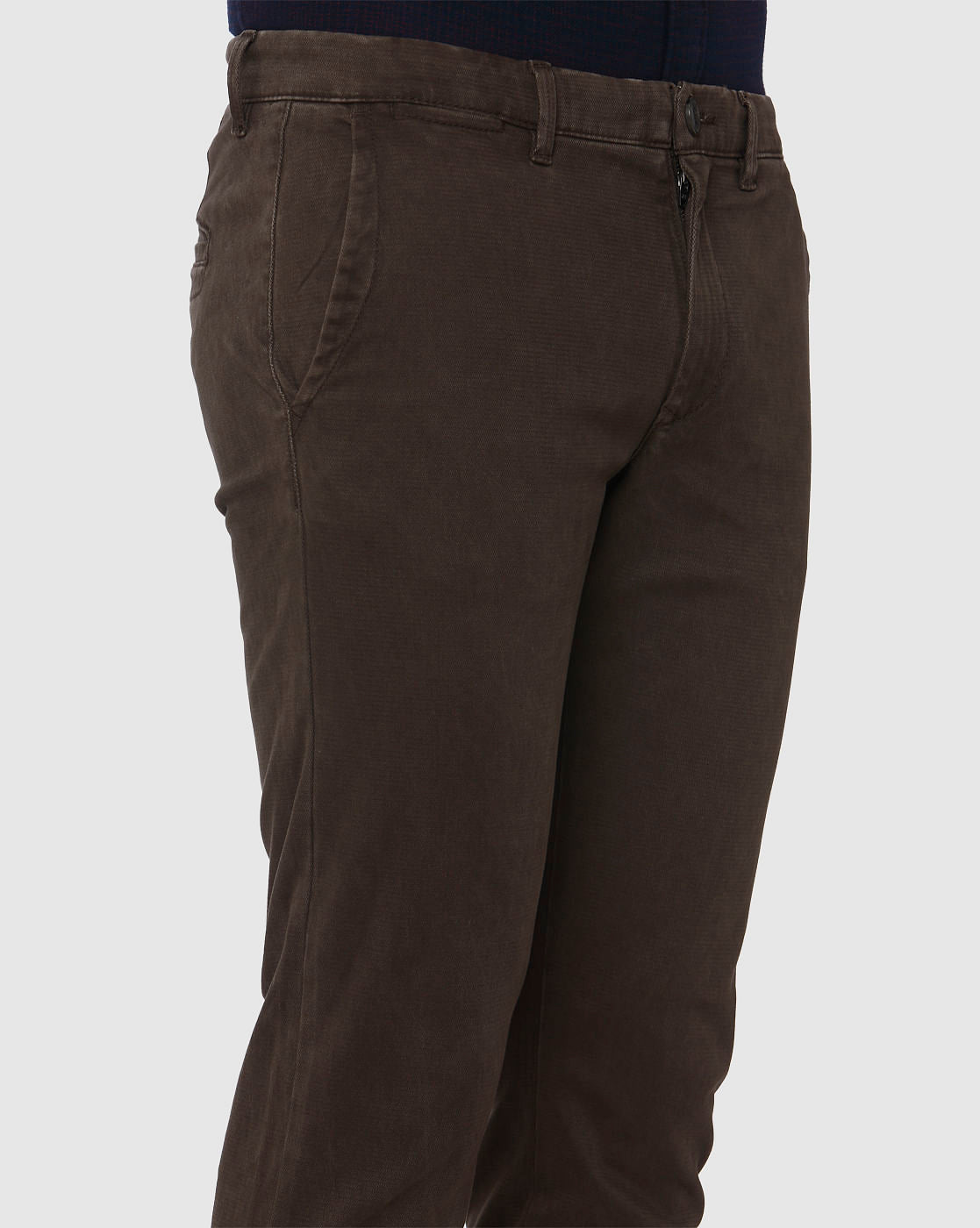 Brown Faded Slim Fit Pants