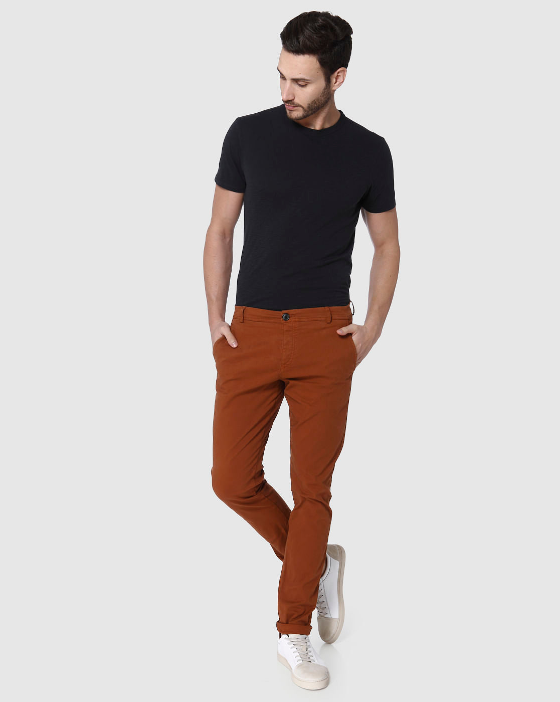 Brown Skinny Fit Pants