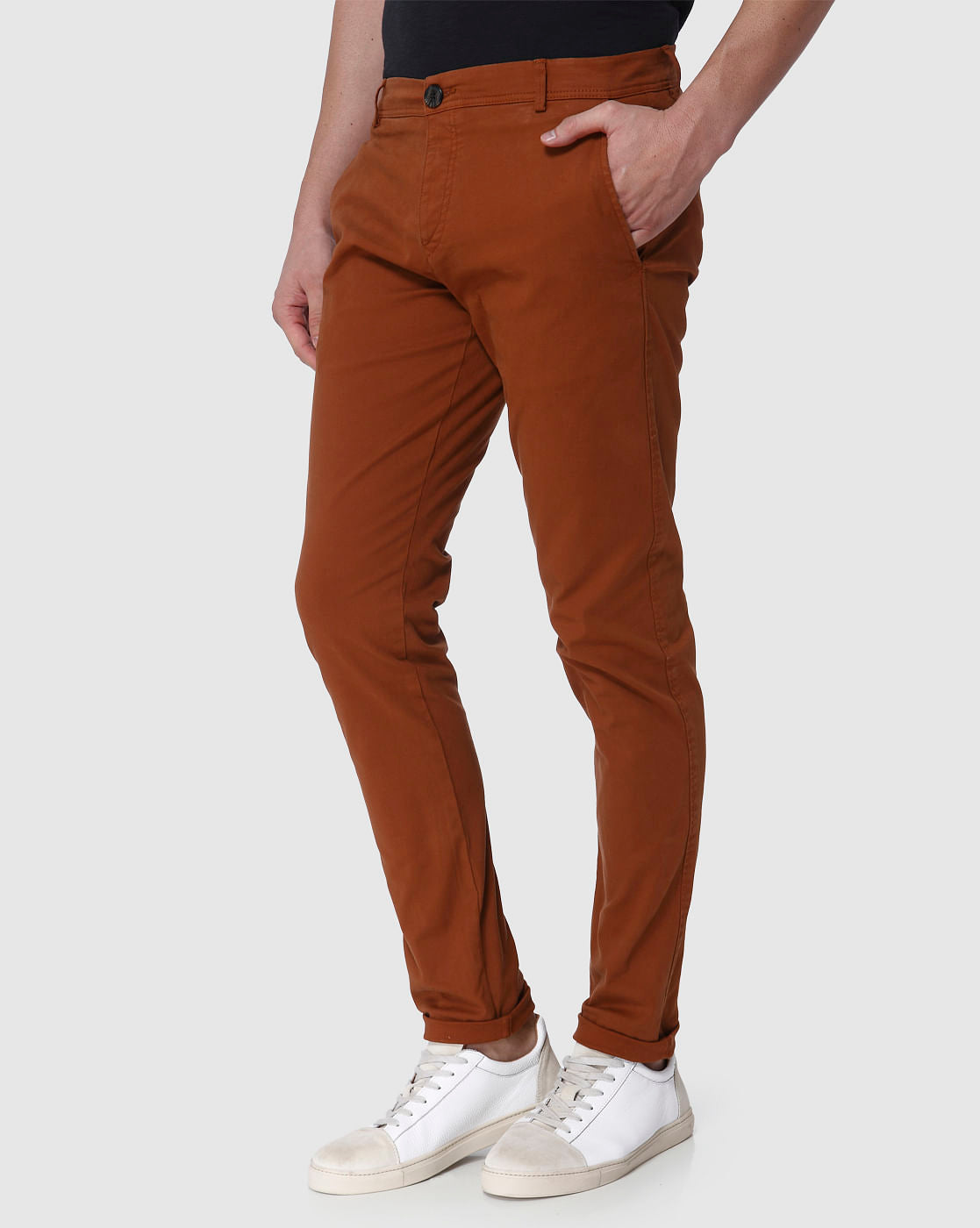 Brown Skinny Fit Pants