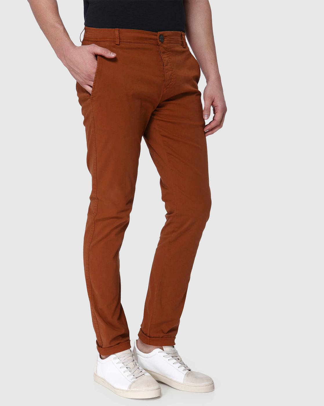 Brown Skinny Fit Pants