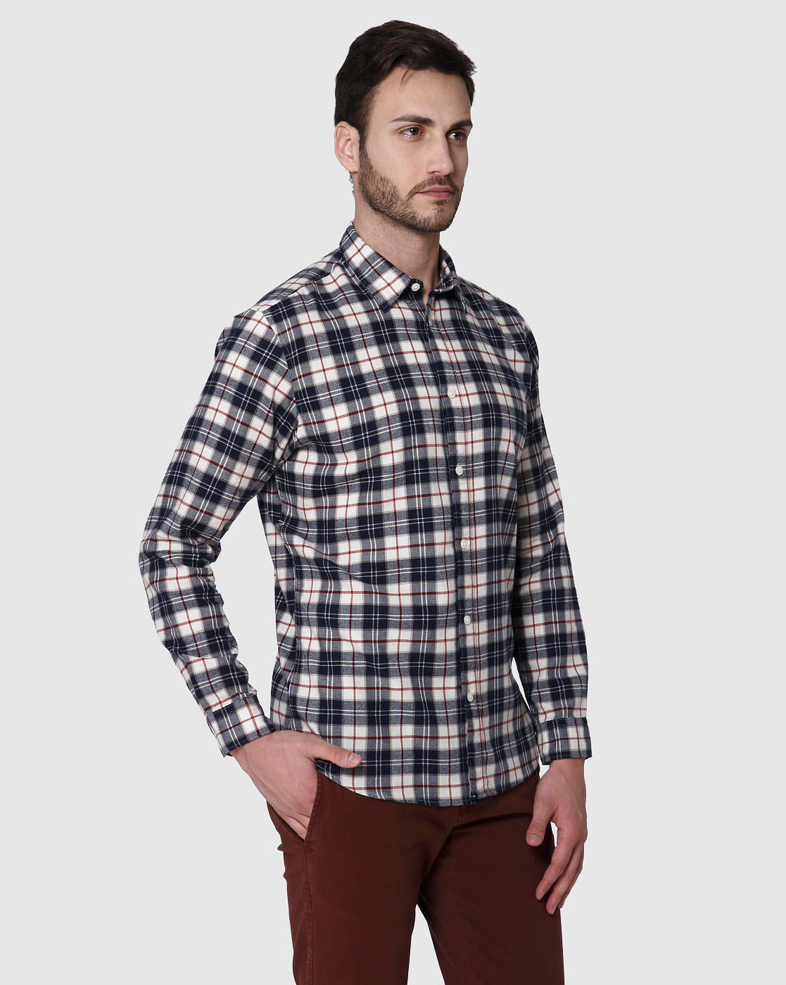 Blue Check Full Sleeves Shirt