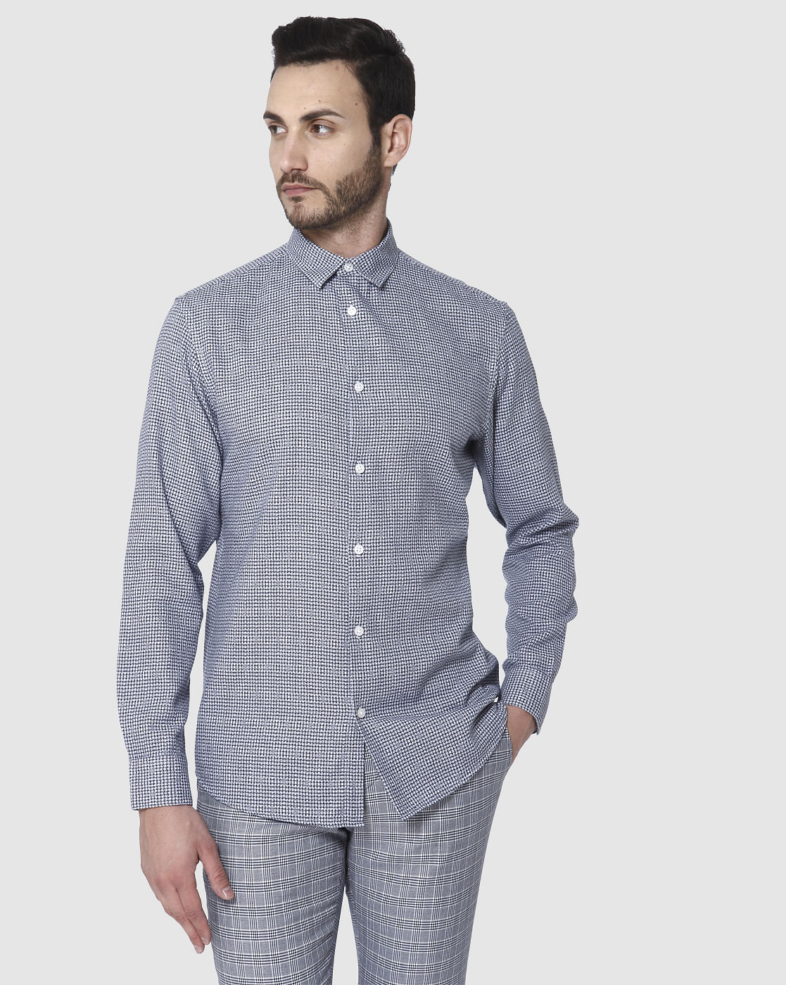 Blue Check Full Sleeves Shirt