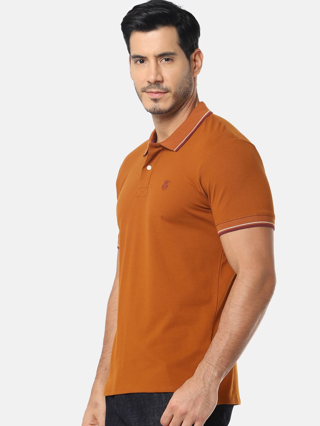 Camel Brown With Contrast Tipping Polo T-Shirt
