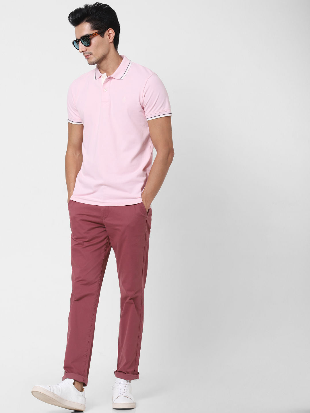Pink Polo Neck T-Shirt