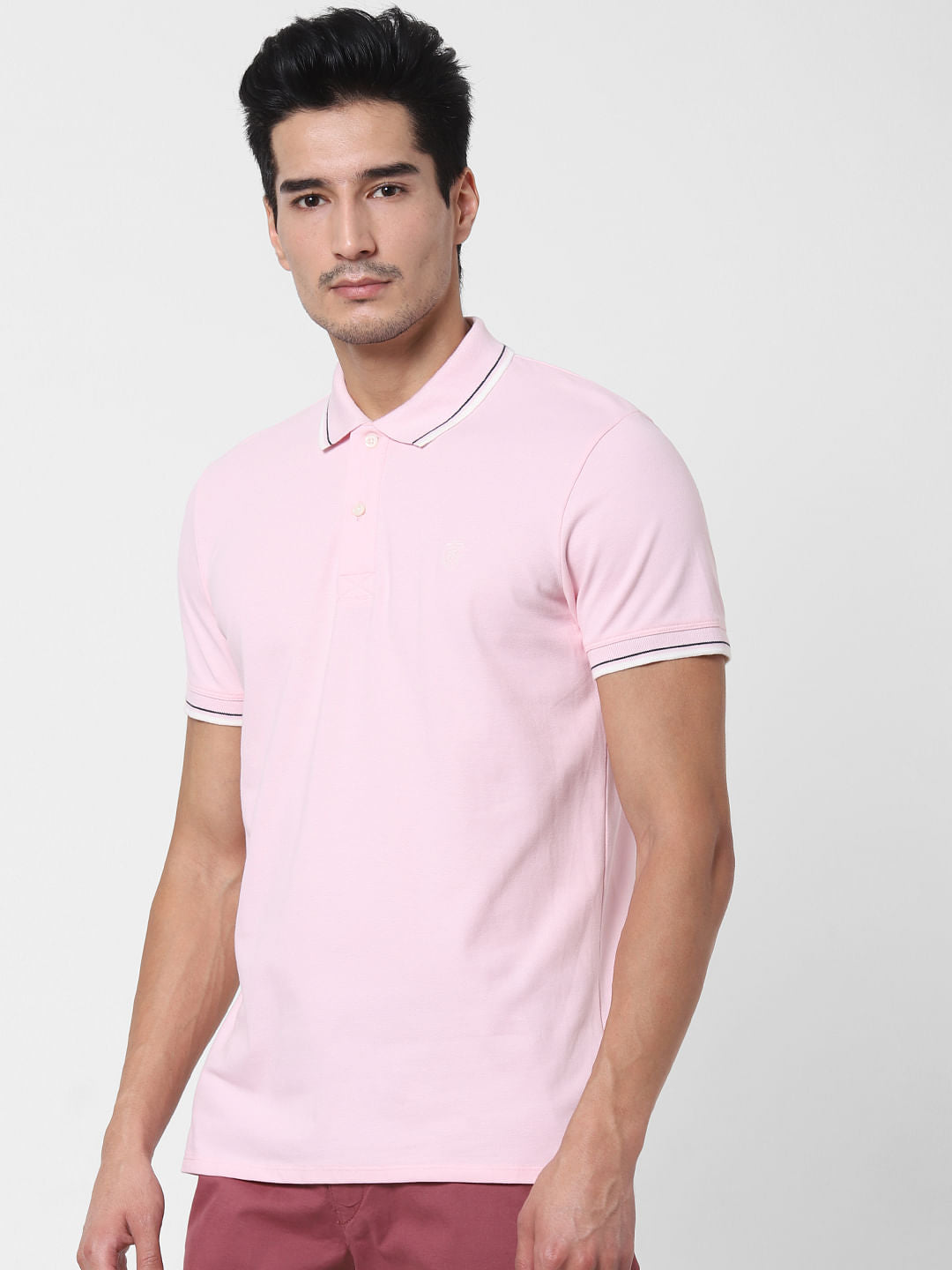 Pink Polo Neck T-Shirt