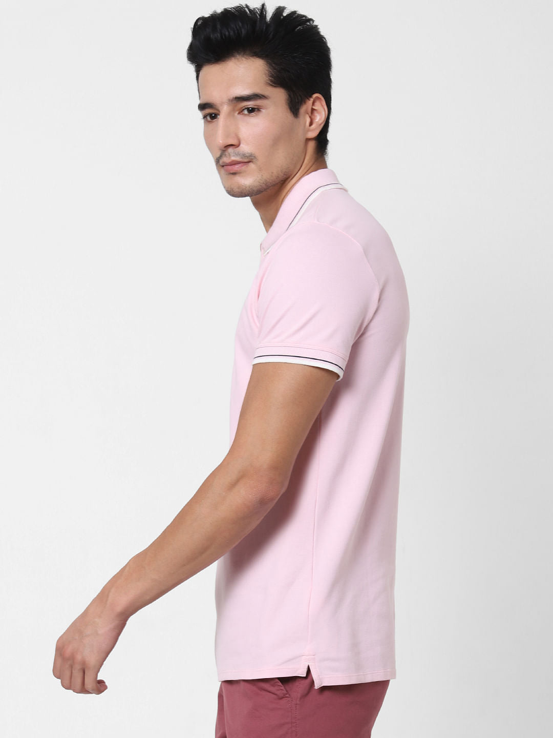 Pink Polo Neck T-Shirt
