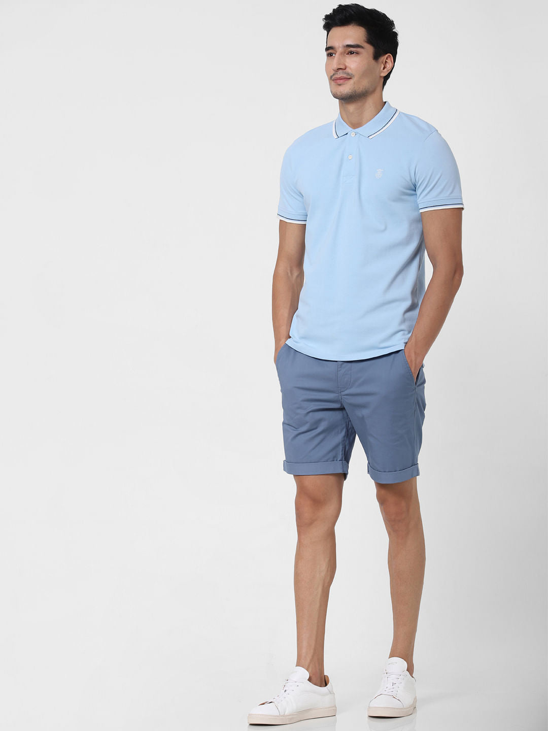 Blue Polo Neck T-Shirt