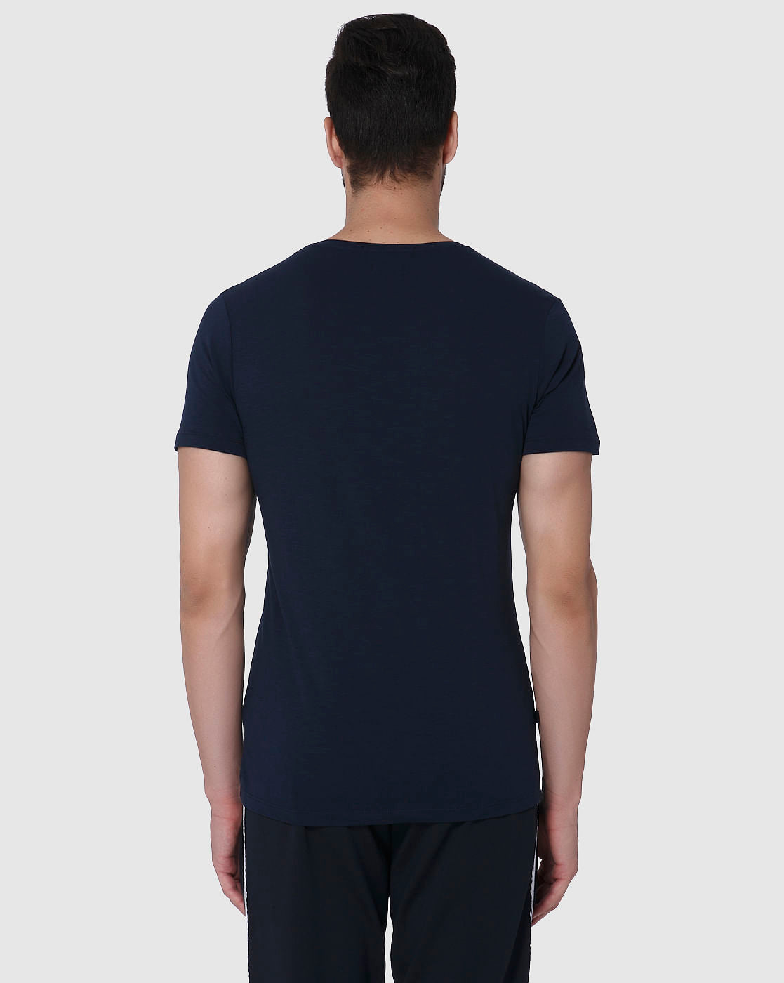 Navy Blue Graphic Print Crew Neck T-Shirt