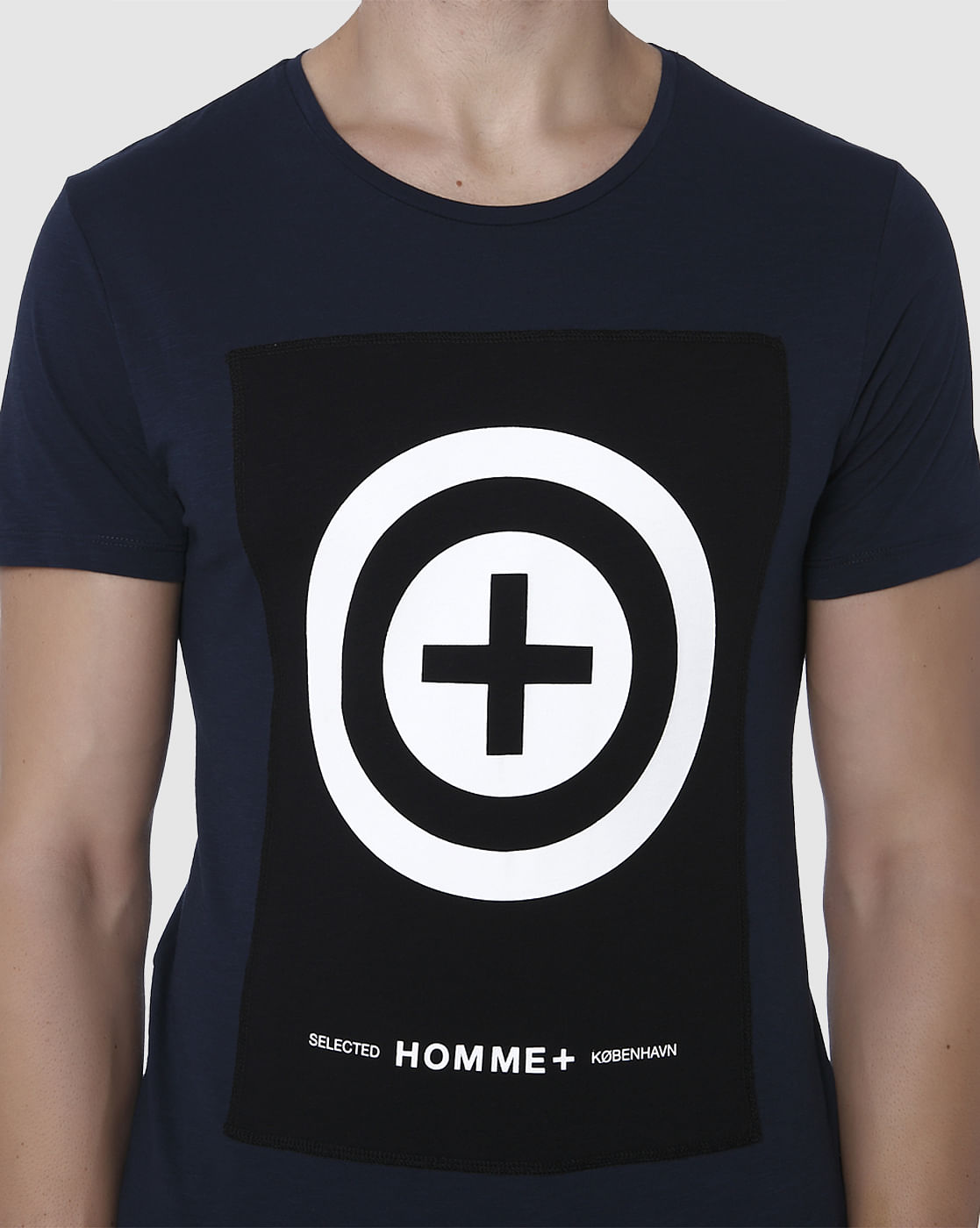 Navy Blue Graphic Print Crew Neck T-Shirt