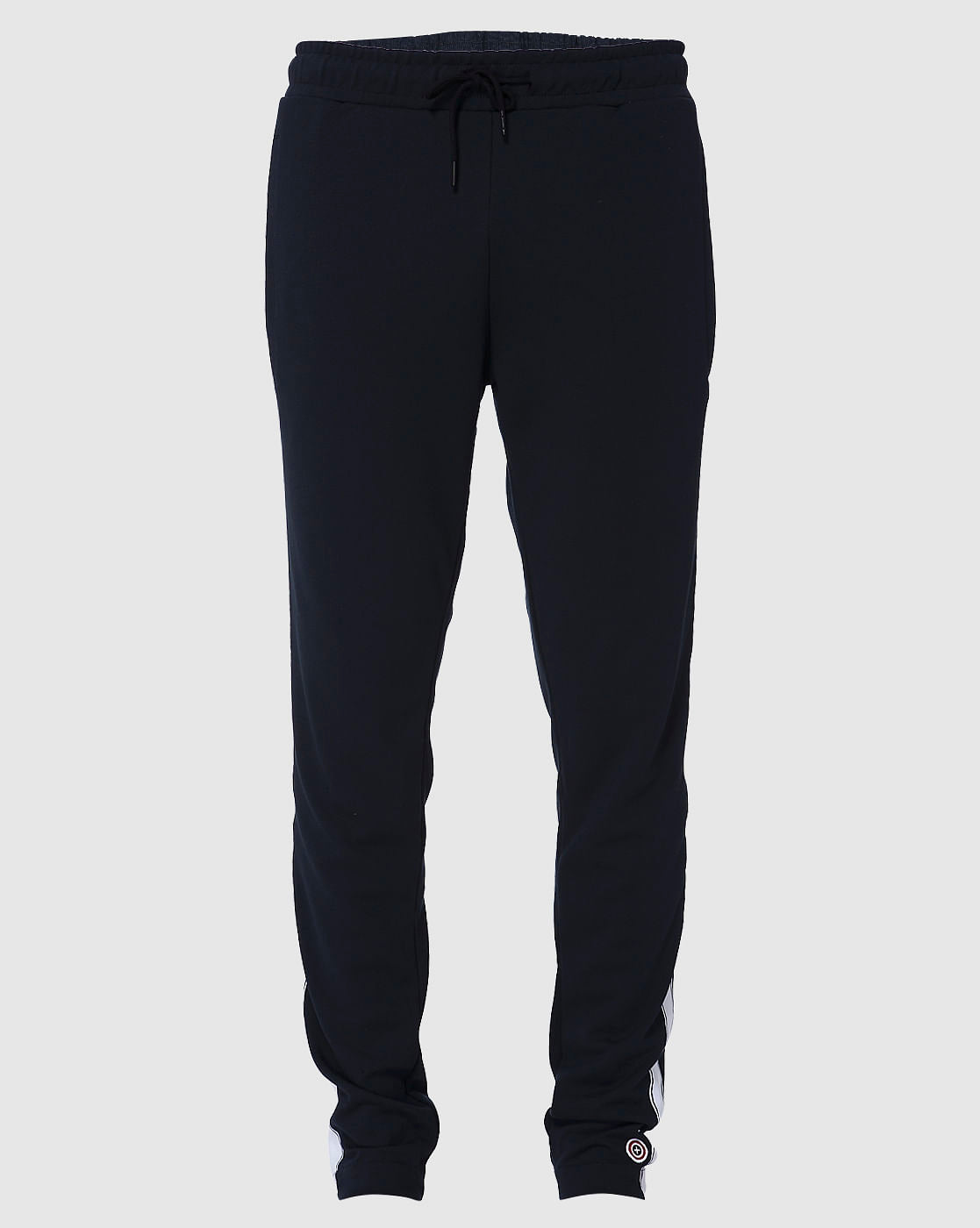 Navy Blue Tape Detail Drawstring Sweatpants