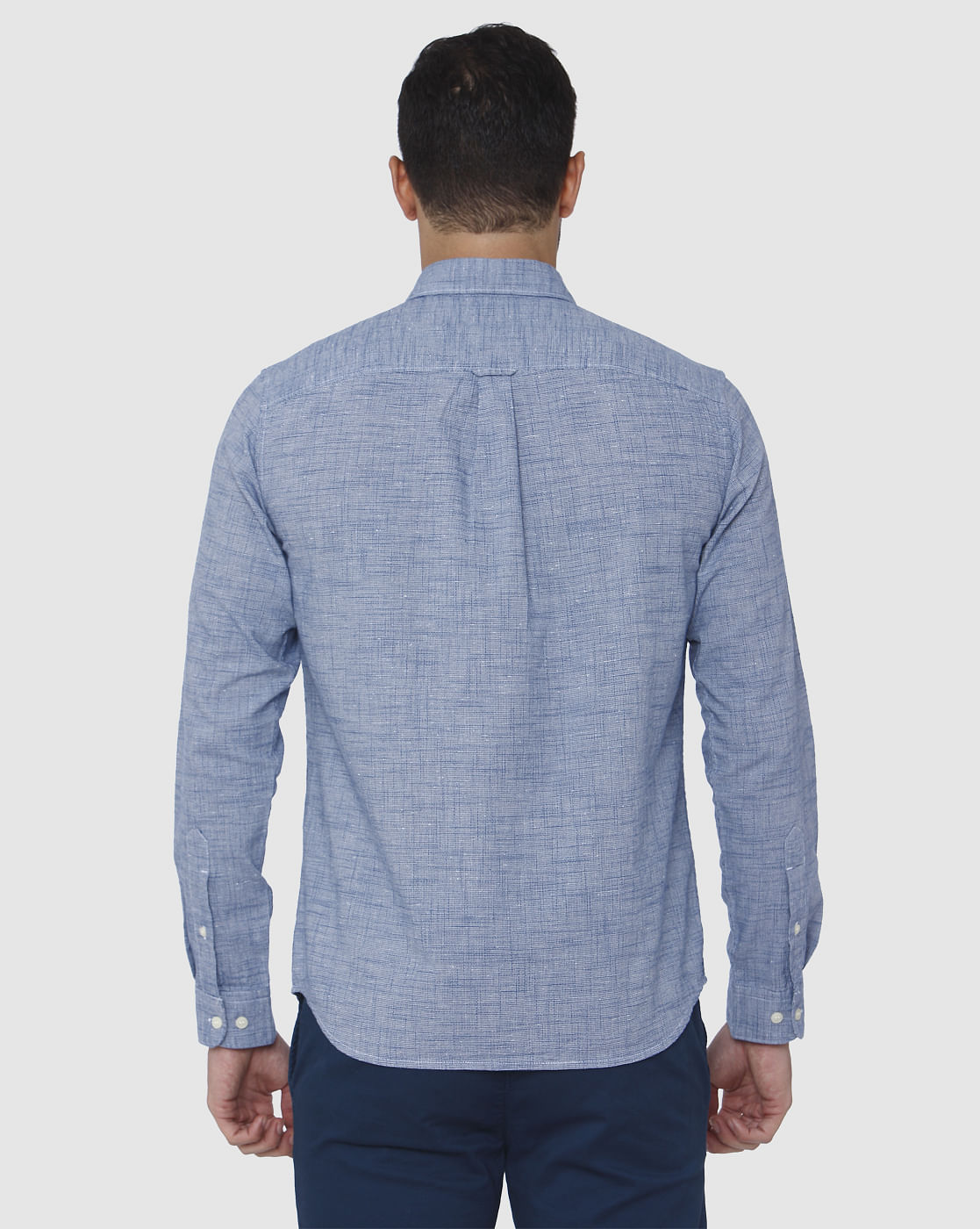 Blue Textured Full Sleeves Shirt