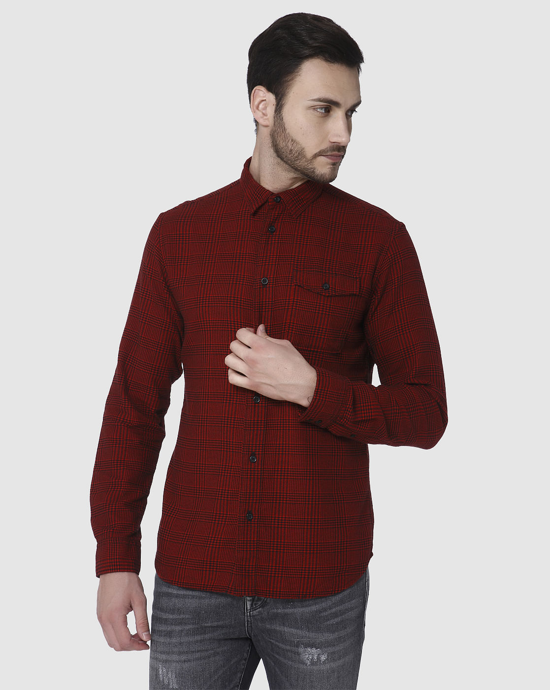Red Check Full Sleeves Shirt